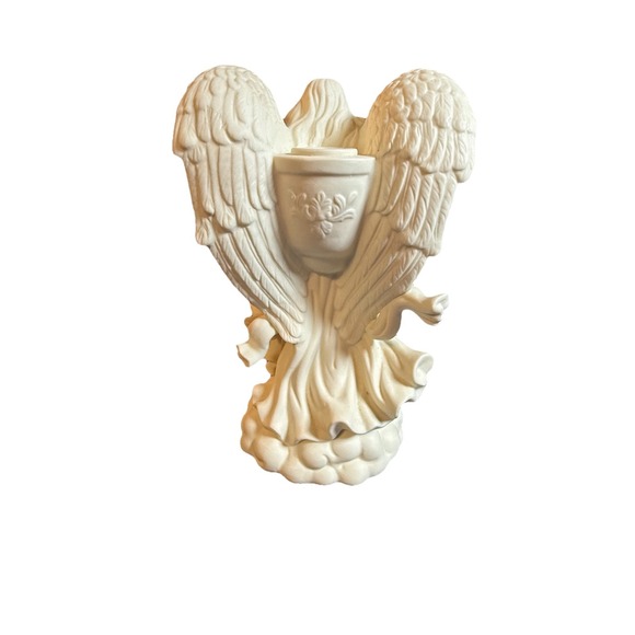 PartyLite Angel of Peace Praying Cherub Child Dove Taper Candle Holder 8" - Picture 2 of 8